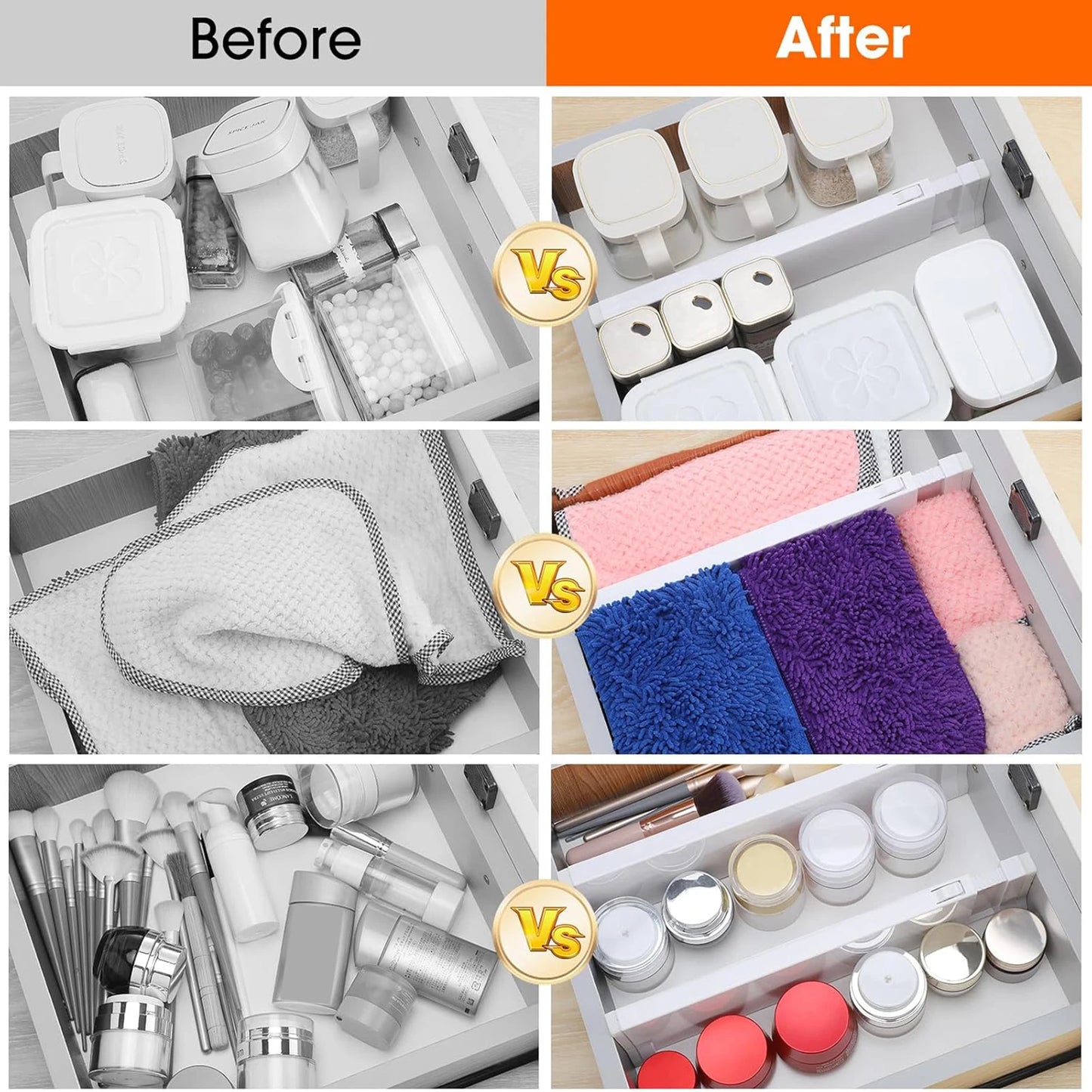 1/2/4/6/8 Pack Drawer Dividers for Clothes, 11.6''-19.6'' Adjustable Drawer Organizers 3.35'' High Expandable Separators