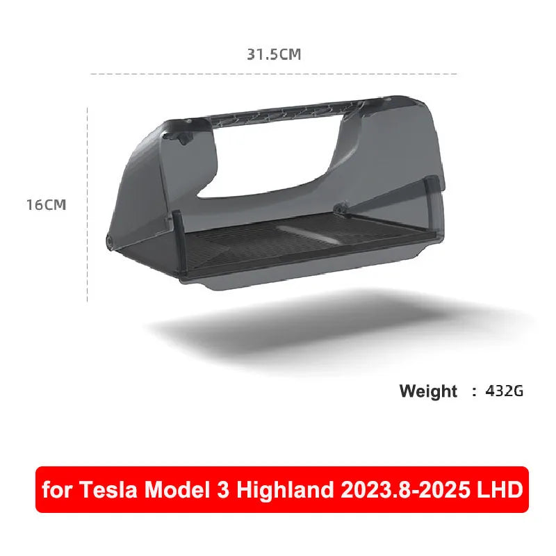 For Tesla New Model 3 Y Juniper 2025-2020 2026 Launch Highland Under Screen Storage Box Central Control Hidden Organizer Tray