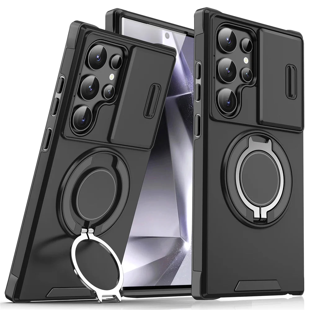 Slide Camera Protection Magnetic Stand Phone Case for Samsung S26 S25 Edge S24 S23 Plus S21 S22 Ultra FE A54 A15 A05 A05S Cover