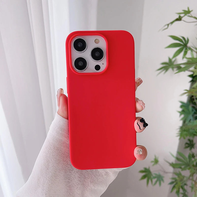 Luxury Candy Color Silicone Soft Case For iPhone 16 15 14 13 12 11 Pro Max Plus Mini Matte Frosted Cover Ultra Thin Shell Coque