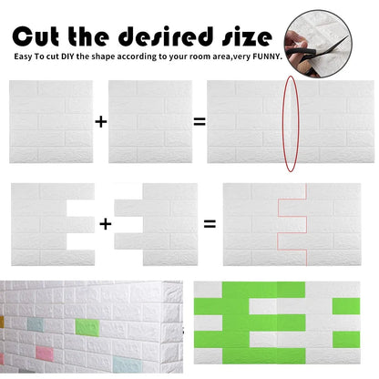 70cm*1m  3D Brick Pattern Wall Panels Wallpaper DIY Waterproof for Living Room Bedroom Kitchen Background Wall Decoration