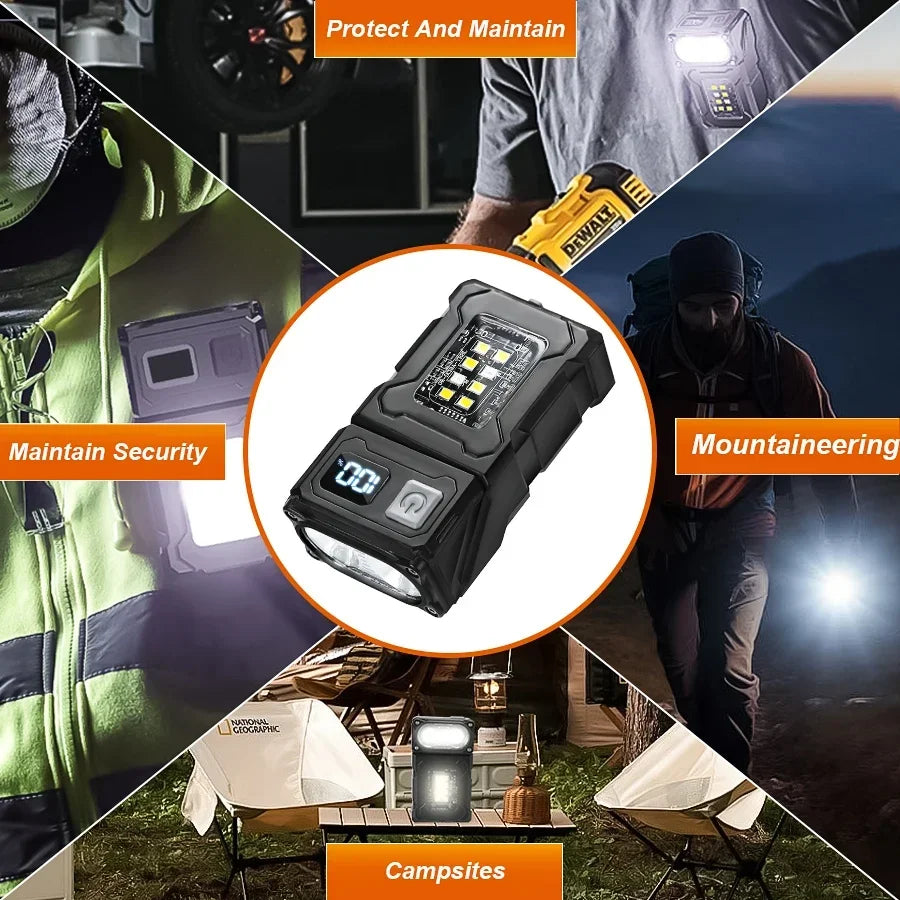 MINI USB Rechargeable LED Flashlight Portable Tail Magnet Flashlight Super Bright Camping Lantern Side COB Emergency Light