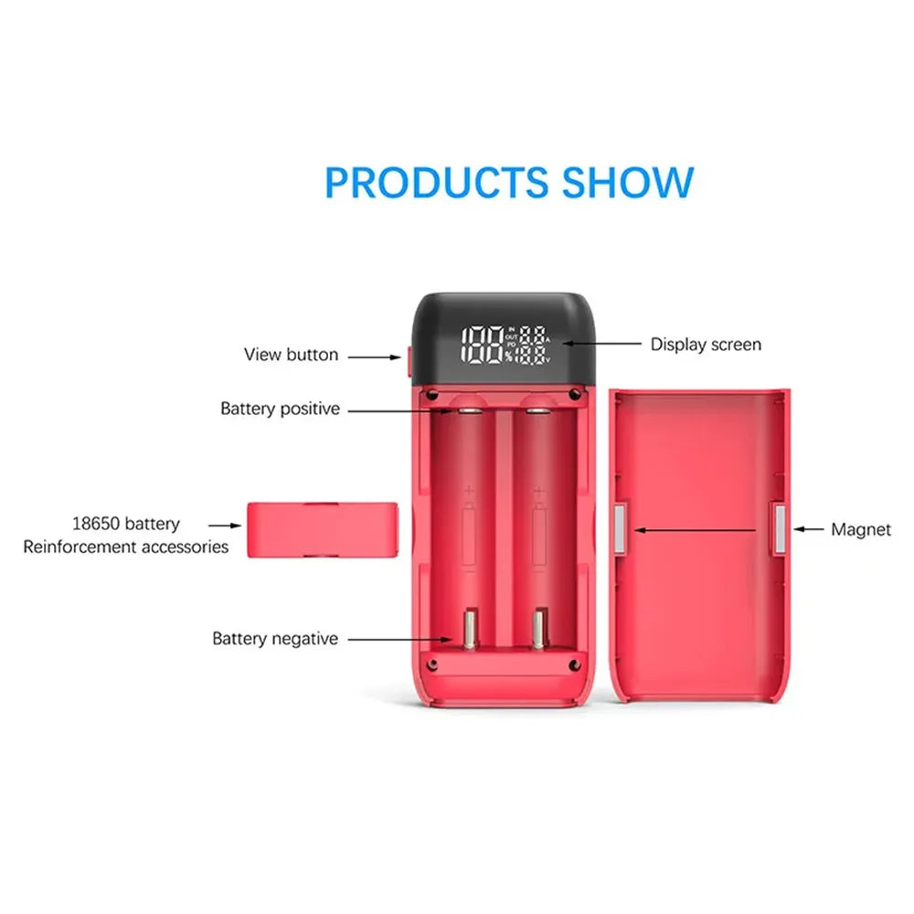 LiitoKala Lii-MP2 Dual Bay 18650/21700 Charger & QC3.0 PD3.0 Power Bank (No Battery)Input/Output Digital Display