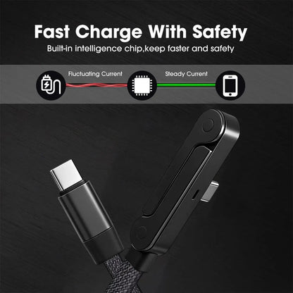 oozcc 240W Elbowed 180° Fast Charging Foldable Phone Holder,PD cable Nylon Data Sync, For iPhone 17, Samsung, Xiaomi, POCO, Tesl