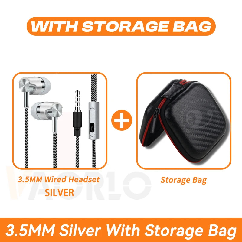 3.5mm Wired In-Ear Earphones Noise Cancellation HiFi Stereo Sports Gaming Music Headphones With Mic Headset For Phone MP3 MP4