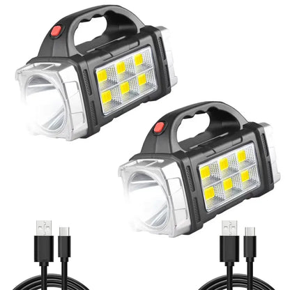 New Upgrade Rechargeable High Power Solar LED COB Flashlight With Power Bank Waterproof Multifunctional Hand Lamp For Outdoor