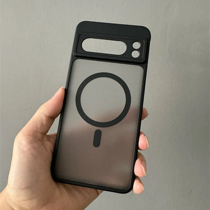 Clear Shockproof PC+TPU Magsafe Case For Google Pixel 10 9 Pro XL 8 7 6 Pro 9a 8a 7a 6a Frosted Magnetic Wireless Charging Cover