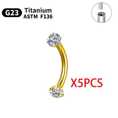 G23 Titanium Piercings Labret Stud Kit – 1/5/10pcs Lip, Nose, Eyebrow, and Cartilage Body Jewelry