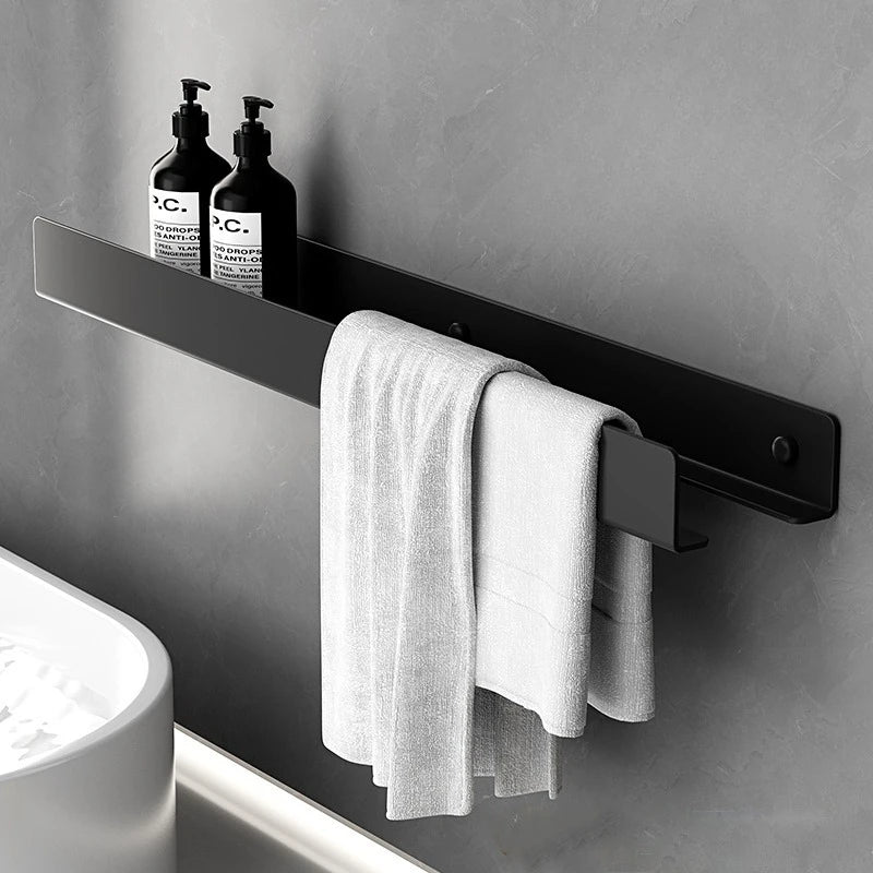 Aluminum Alloy Bathroom Organizer No Drill Wall Mounted Shelf for Toilet Bathroom Vanity Storage