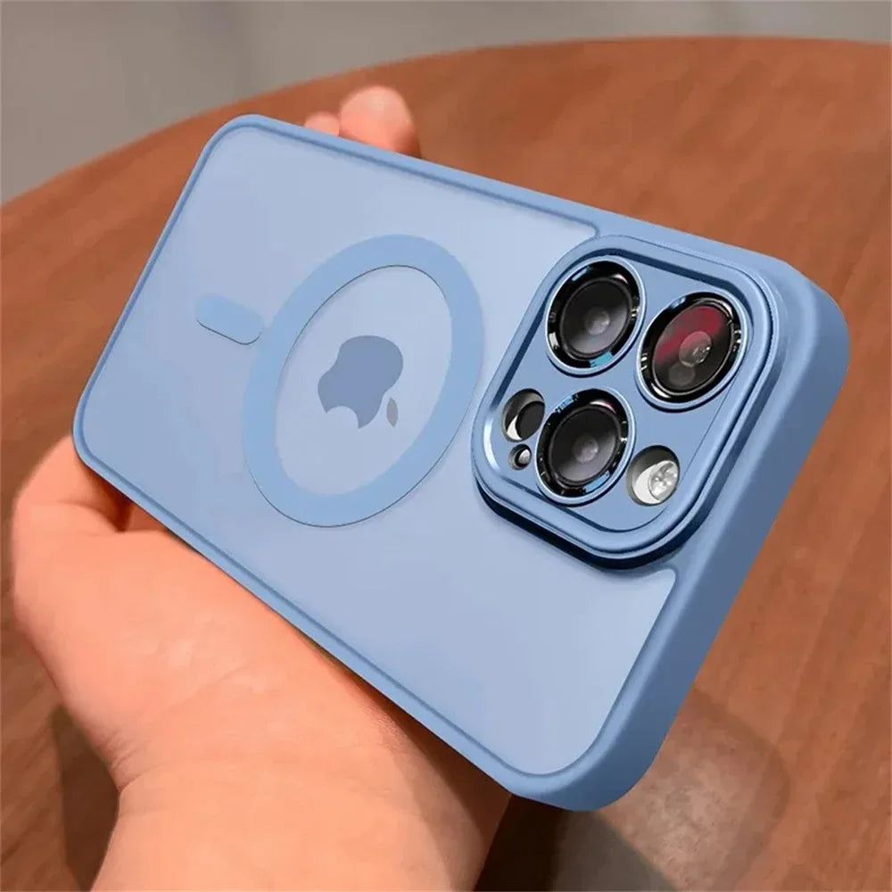 Matte Translucent Lens Protection MagSafe iPhone Case – Full Coverage for iPhone 11–16 Series