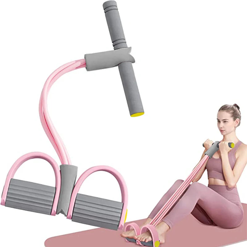 4-Tube Resistance Band Set with Foot Pedal — Home Gym Training