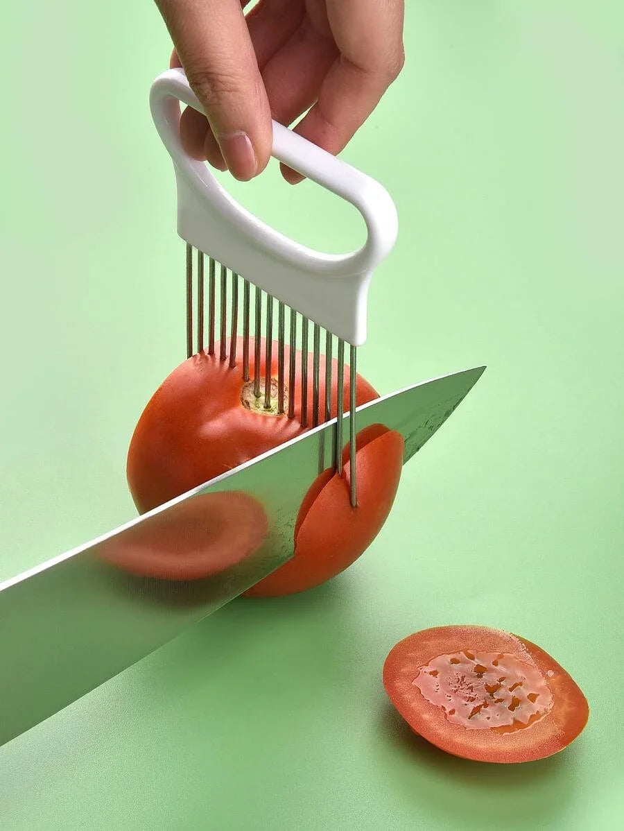 Stainless Steel Onion & Potato Slicer Holder – Kitchen Tool