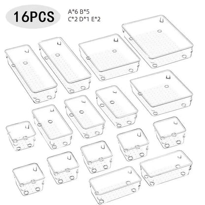 25-piece Visual Drawer Storage Box Set Transparent Compartment Multi-functional Desktop Built-in Stationery Sundries Storage Box