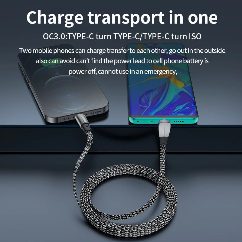 PD 60W Fast Charging Cable Type C To Type C 90 Degree USB C Quick Charger For Tesla Samsung Xiaomi Huawei With Data Transfer