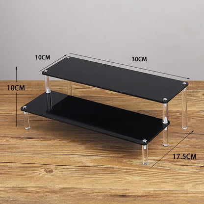 Black 1-5 Tier Acrylic Display Stand Clear Display Riser Rack for Cupcake Perfume Doll Décor Organizer Amiibo Funko POP Figures