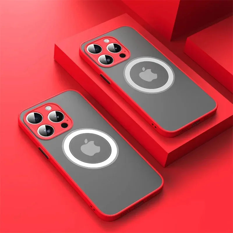 Luxury Armor Matte For Magsafe Magnetic Wireless Charging Case For iPhone 17 16 15 14 13 12 11Pro Max Mini Plus Shockproof Cover