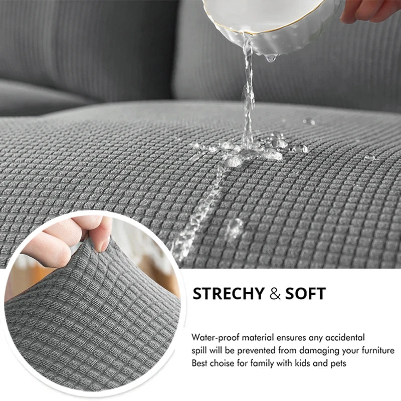 Waffle Jacquard Patio Sofa Cover Waterproof Splash Polar Fleece Sofa Seat Cushion Slipcover Home Garden Decor Elastic Sofa Case