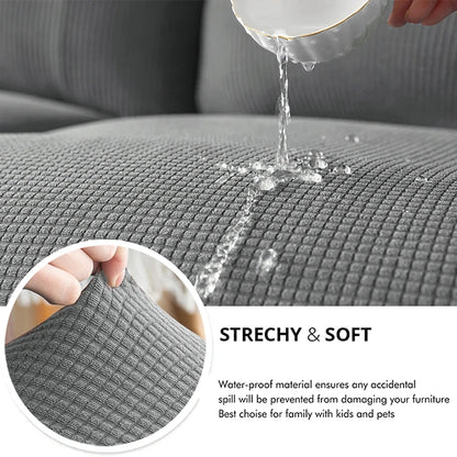 Waffle Jacquard Patio Sofa Cover Waterproof Splash Polar Fleece Sofa Seat Cushion Slipcover Home Garden Decor Elastic Sofa Case