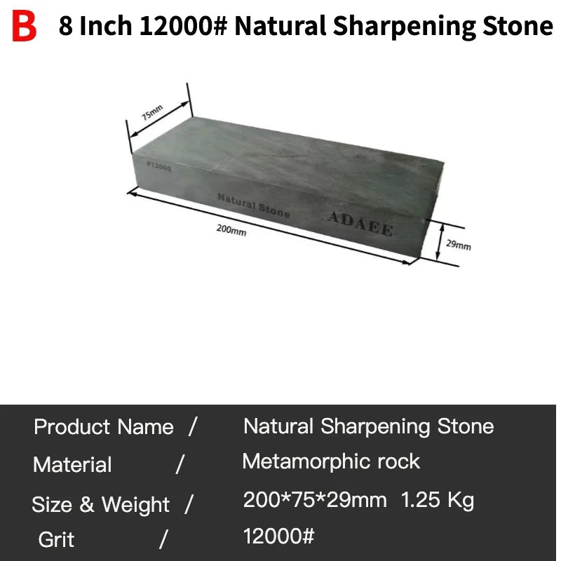 ADAEE 12000 Grit Natural Whetstone, Professional Sharpening Stone 200x75x29mm 1.22kg Heavy Duty, Xingzi Metamorphic Rock for Chef Knives, Straight Razors, Woodworking Chisels, Mirror Finish Honing Stone, Splash & Go