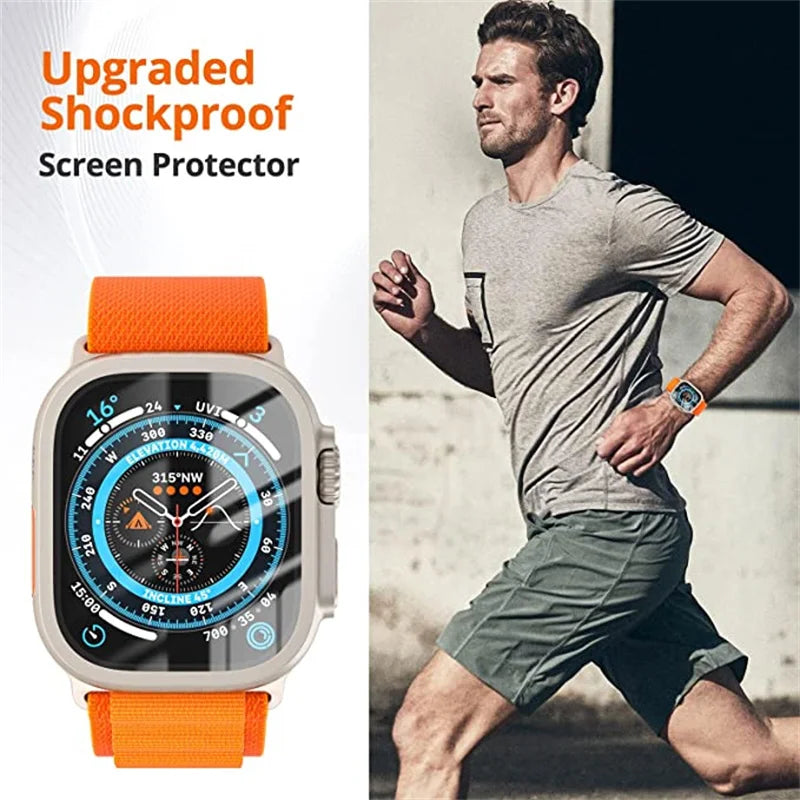 Aluminium Alloy Case+Tempered Glass for Apple Watch Ultra 3 49mm Anti-Scratch Screen Protector iWatch Ultra 2 3 49mm Cover Film
