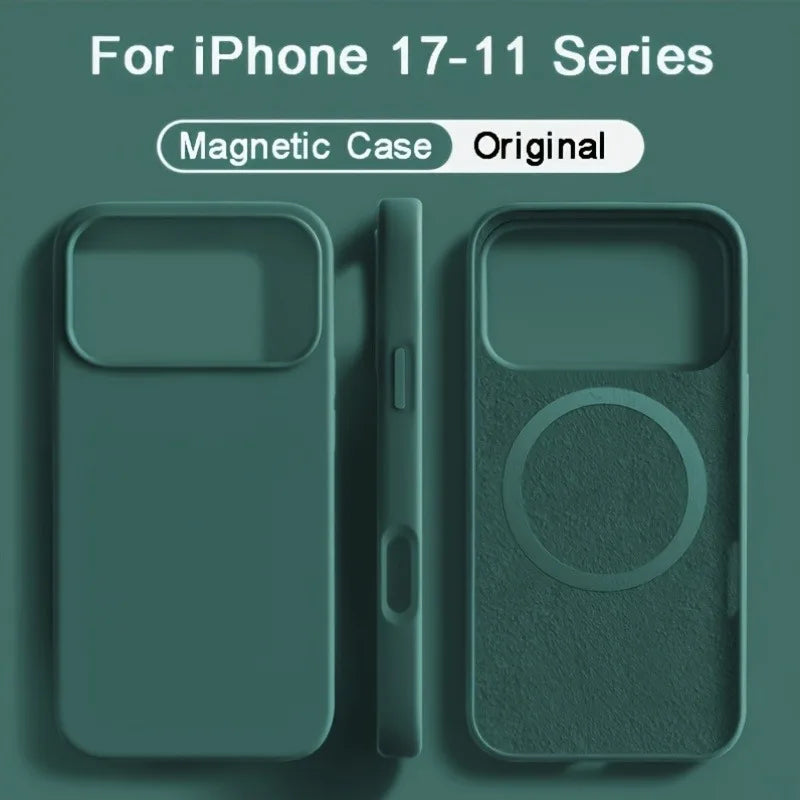 MagSafe Magnetic Liquid Silicone iPhone Case – Shockproof Soft Cover for iPhone 13–17 Series