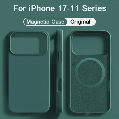MagSafe Magnetic Liquid Silicone iPhone Case – Shockproof Soft Cover for iPhone 13–17 Series