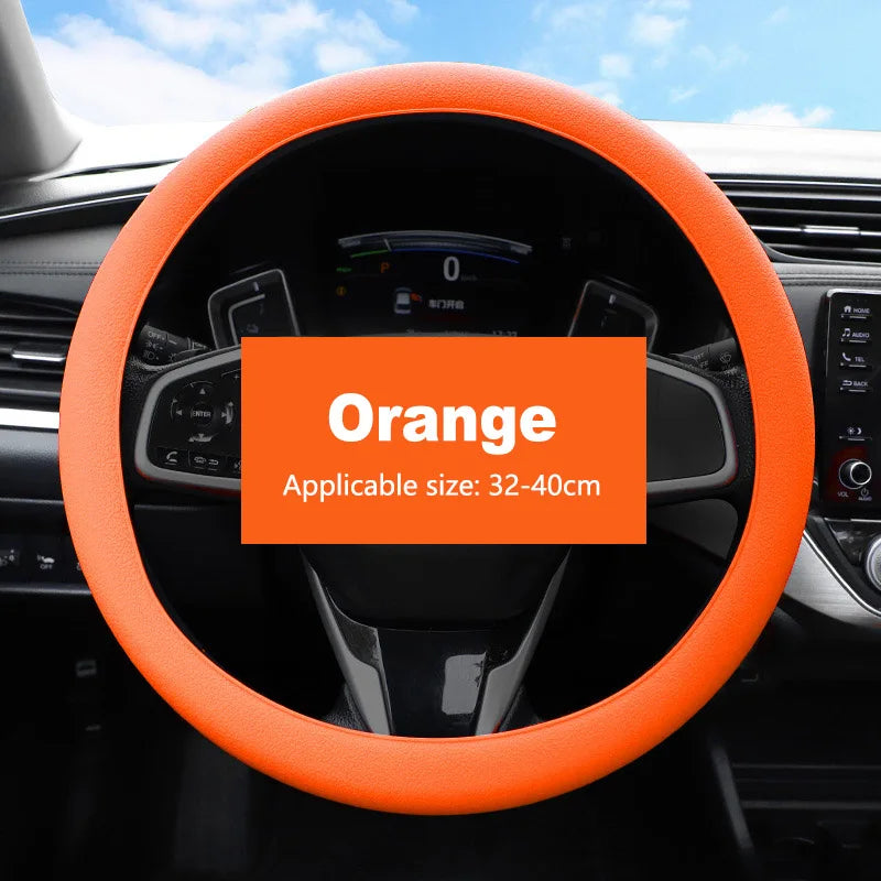 Non-Slip Silicone Steering Wheel Cover Summer Breathable Elastic Universal Fit 38cm Car Steering Wheel Protector Accessory
