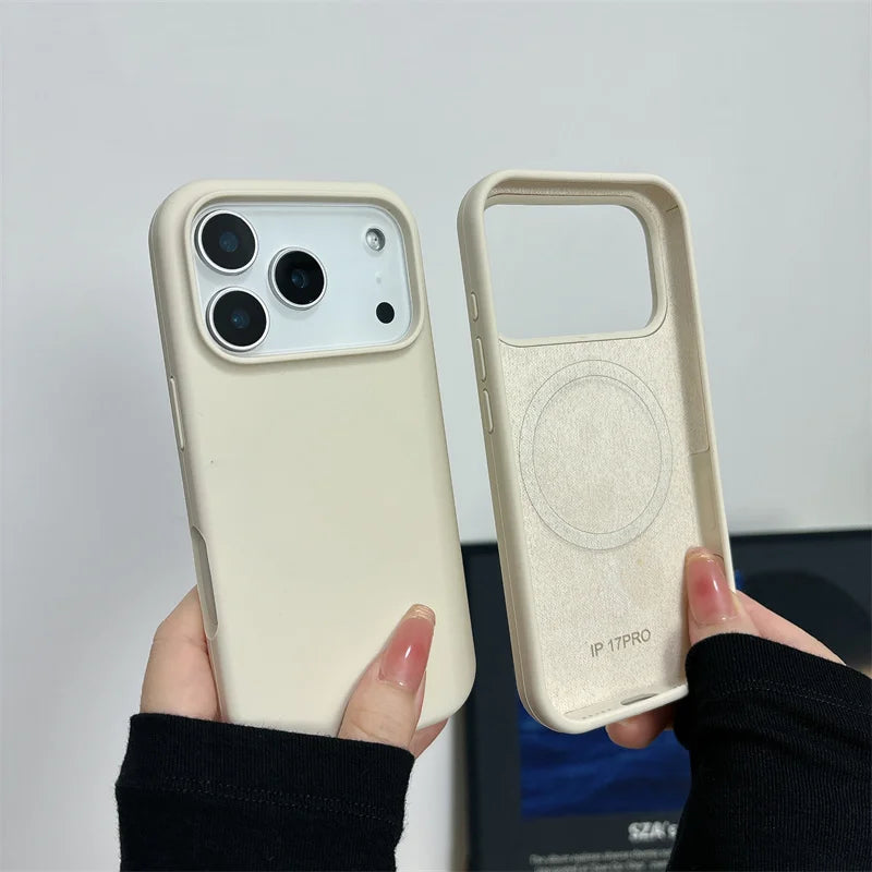 Magnetic Liquid Silicone Case for iPhone 17/17 Air/17 Pro/17 Pro Max For Magsafe Big Camera Hole Cover Shockproof Protective