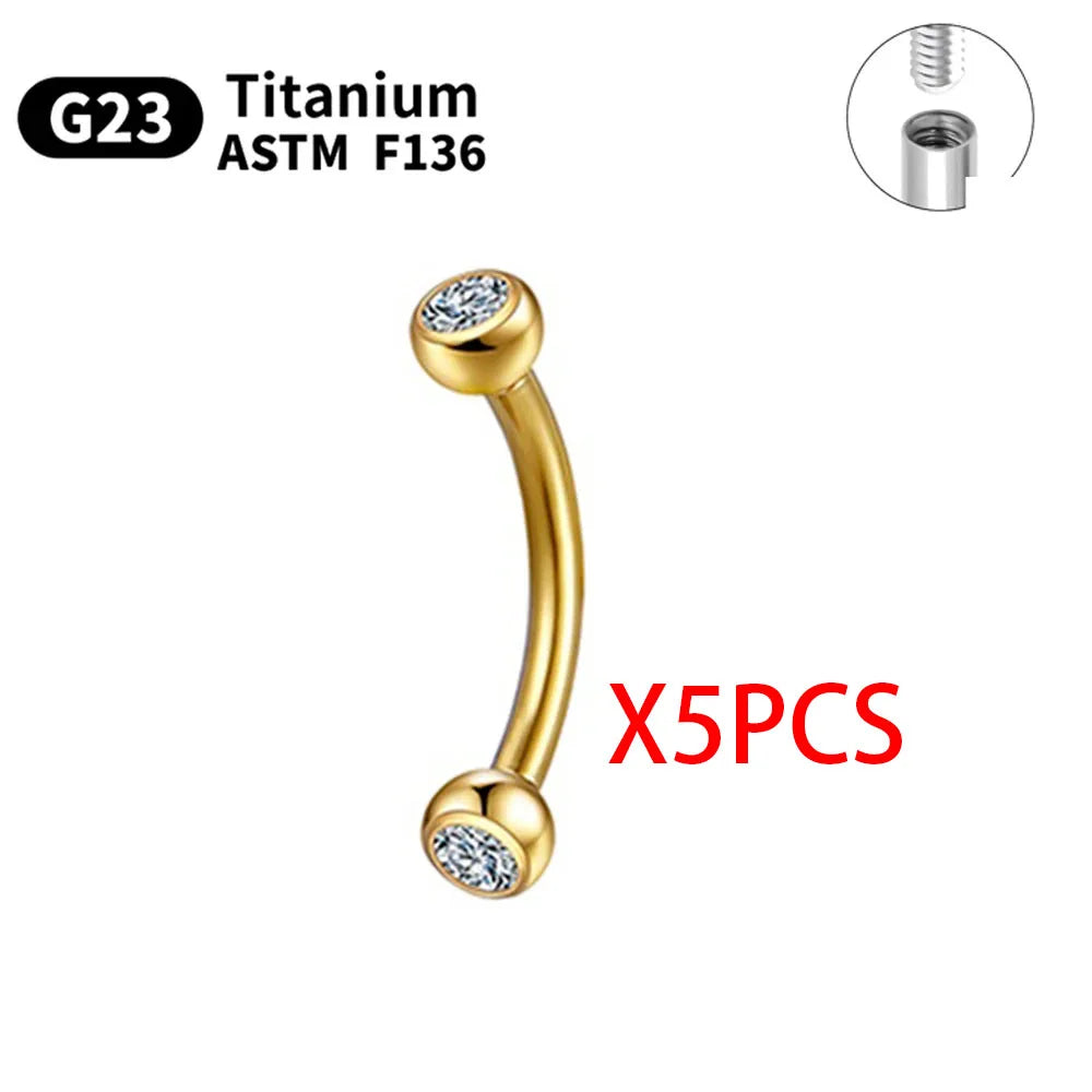 G23 Titanium Piercings Labret Stud Kit – 1/5/10pcs Lip, Nose, Eyebrow, and Cartilage Body Jewelry