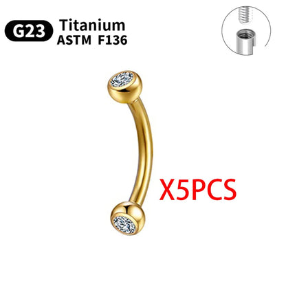 G23 Titanium Piercings Labret Stud Kit – 1/5/10pcs Lip, Nose, Eyebrow, and Cartilage Body Jewelry
