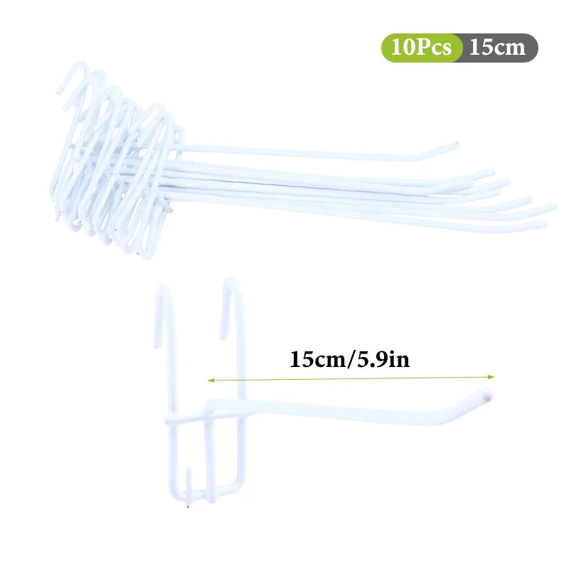 10Pcs Durable 5/10/15/20cm Screen Hooks 3.3mm Thickness Supermarket Iron Wire Mesh Hanging Hooks Iron Grid Hooks For Screen Grid