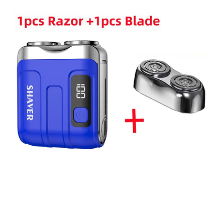 Mini Electric Smart Shaver Household Car Shaver Digital Display Dual Blade Rechargeable Shaver Powerful Beard Trimmer Tool