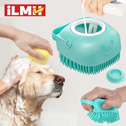 Silicone Dog Bathing Brush with Shampoo Dispenser