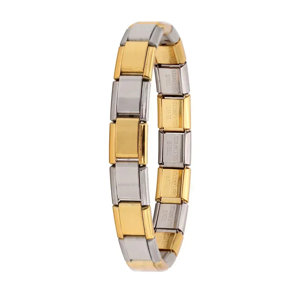Hapiship Italian Elastic Charm Bracelet – 9mm Stainless Steel Fashion Bangle for Women & Men