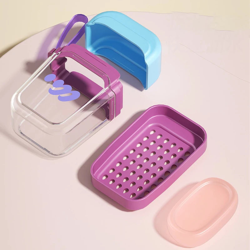 New Portable Soap Box Travel Mini Soap Box Sealed Drain With Lid Soap Box Transparent Light Luxury High-end