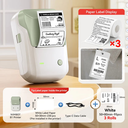 Portable Niimbot B1 Wireless Label Maker Adhesive Sticker Printer Labeling Machine DIY 20-50mm Labels for Office Home