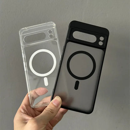 Clear Shockproof PC+TPU Magsafe Case For Google Pixel 10 9 Pro XL 8 7 6 Pro 9a 8a 7a 6a Frosted Magnetic Wireless Charging Cover