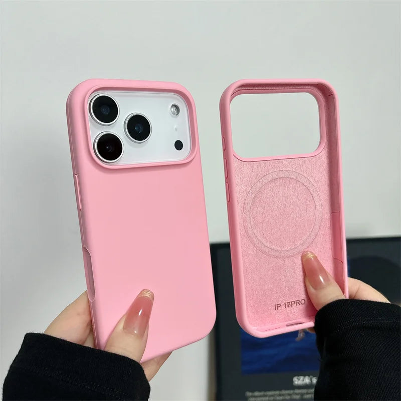 Magnetic Liquid Silicone Case for iPhone 17/17 Air/17 Pro/17 Pro Max For Magsafe Big Camera Hole Cover Shockproof Protective