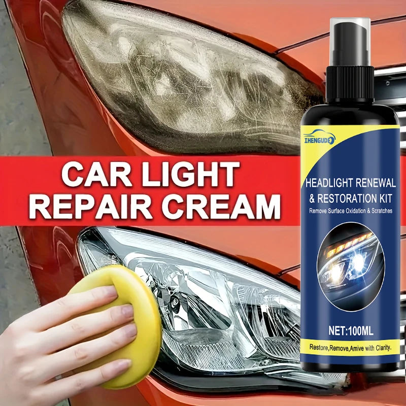 100ml Ceramic Headlight Restoration Spray, Premium Car Headlight Repair Tool - Removes Yellowing and Oxidation, Restores Clarity, Long-Lasting Light Coating Protection Spray