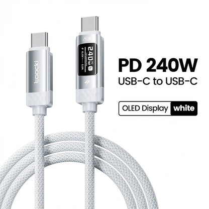 Toocki 240W USB C to USB C Cable LED Digital Display PD3.1 Fast Charging Type C to Type C Cable For Macbook iPhone 17 16 Samsung