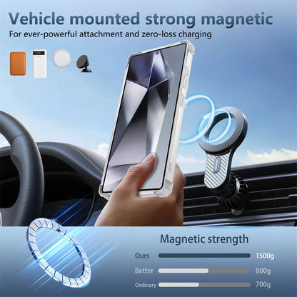 Rotating Magnetic Folding Stand Transparent Phone Case for Samsung S26 S25 Edge S24 S23 Plus FE S21 Ultra Armor Shockproof Cover