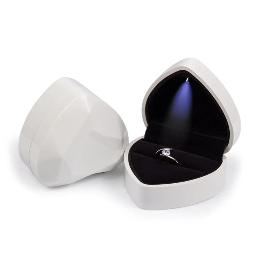 LED Jewelry Ring Box – Luxury Velvet Pendant & Necklace Display with Light for Proposal & Engagement