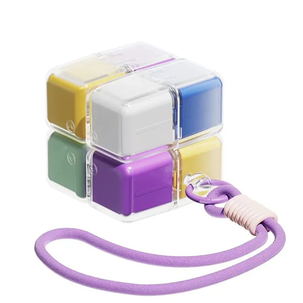 1PC Magic Cube 8-Grid Medicine Storage Box Sealed Moistureproof Travel Essential with Hanging Rope Creative Storage Solution