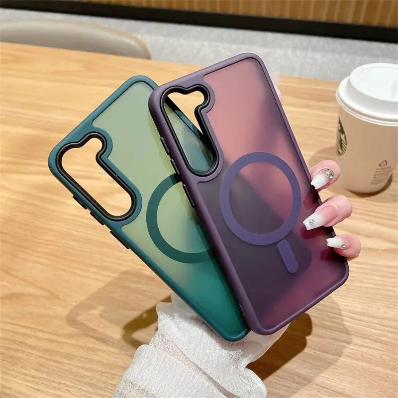 Luxury Matte Translucent Magsafe Phone Case for Samsung Galaxy S26 S25 S24 S23 Ultra Plus Cases Magnetic Wireless Charging Cover
