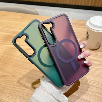 Luxury Matte Translucent Magsafe Phone Case for Samsung Galaxy S26 S25 S24 S23 Ultra Plus Cases Magnetic Wireless Charging Cover