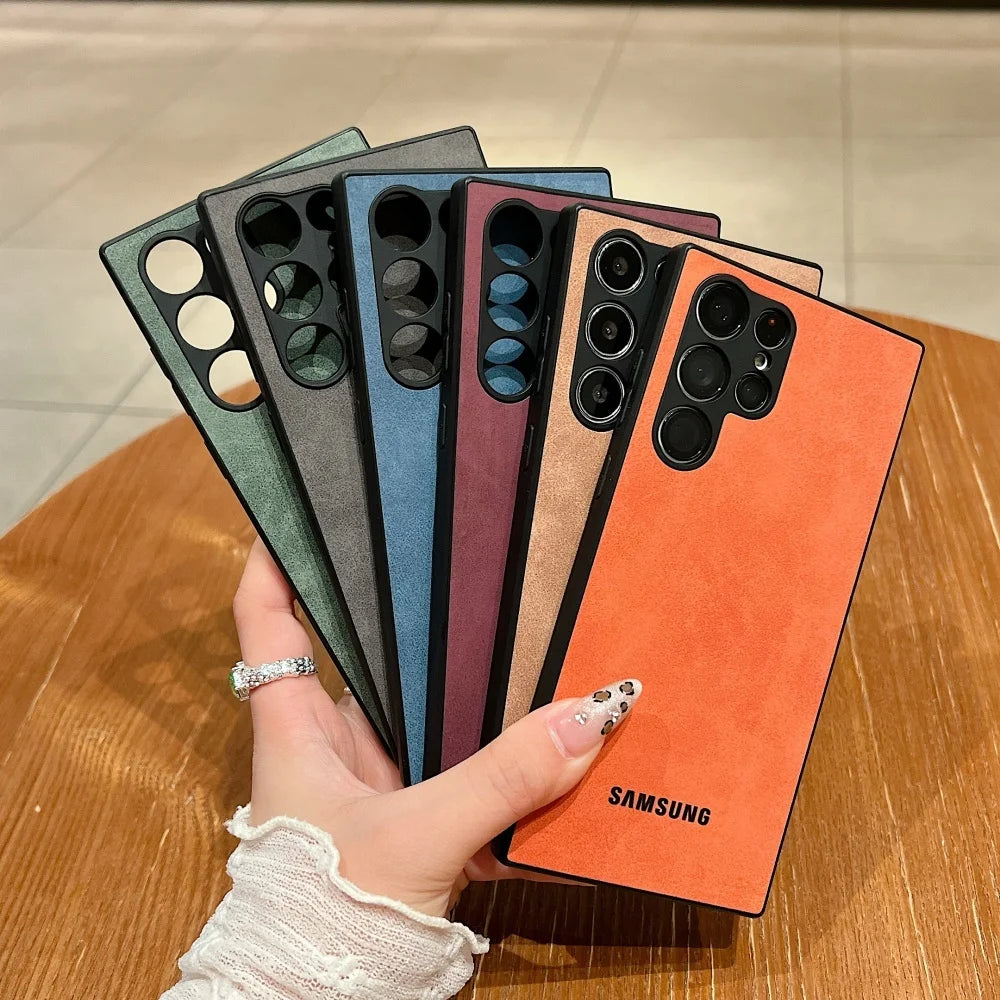 Luxury Lambskin Shockproof Case For Samsung Galaxy S26 Ultra Case S25 S24 S22 S23 Ultra Plus S23 FE Camera Protection Soft Cover