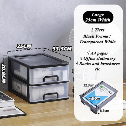 Clear Desktop Storage Box with Drawer Heightened Table Organizer Plastic Office storage cabinet  for Stationery cosmetics