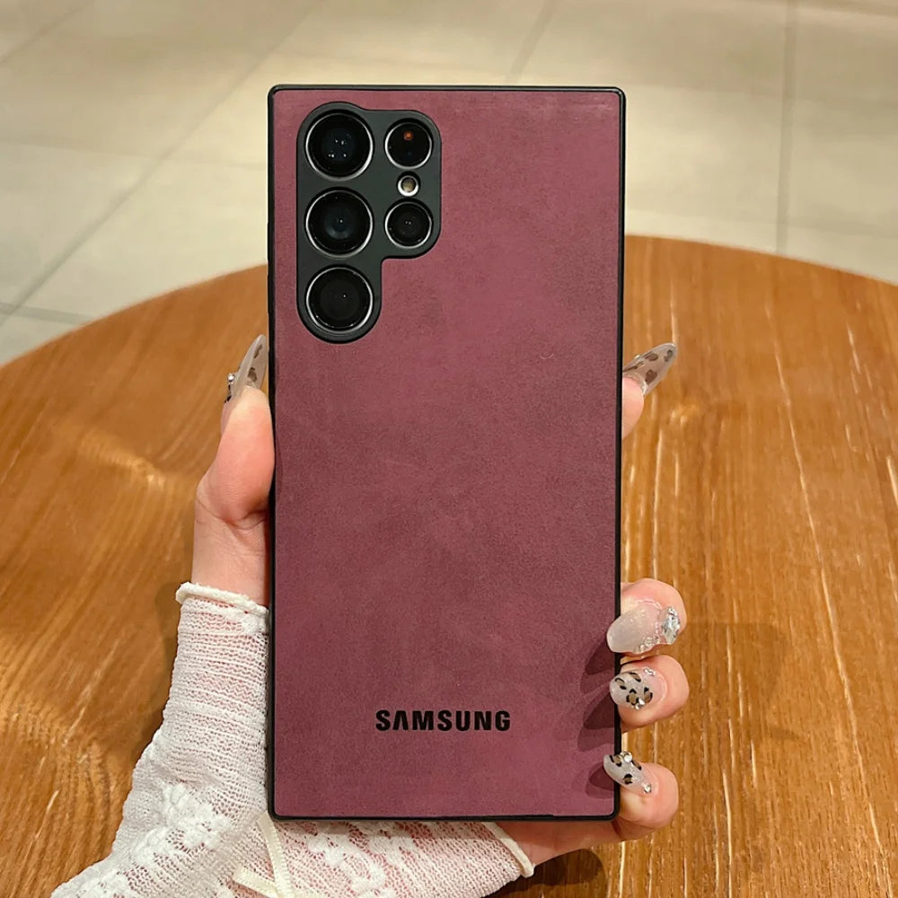 Luxury Lambskin Shockproof Case For Samsung Galaxy S26 Ultra Case S25 S24 S22 S23 Ultra Plus S23 FE Camera Protection Soft Cover