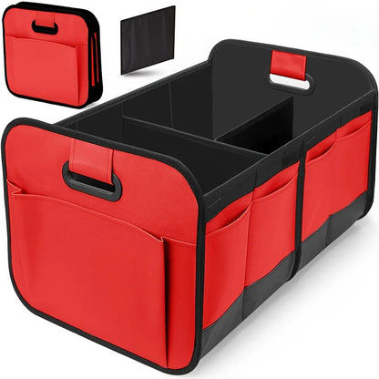 Collapsible 600D Oxford Car Trunk Organizer with Reinforced Handles & Multi-Compartments. Fits All Cars, SUVs, Vans.