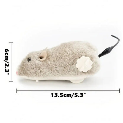 Wind-Up Plush Mouse Toy for Cats – Lifelike Running Rat